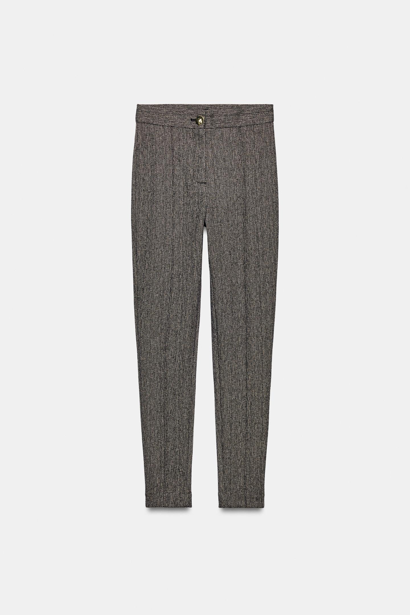 Женские леггинсы Zara Herringbone, цвет: Серый меланжевый — фото 7