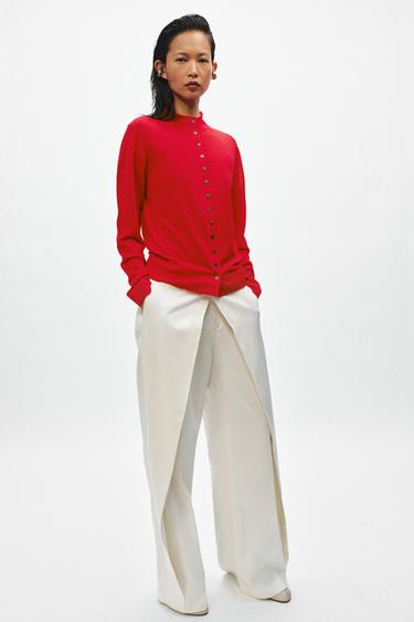 CASACO DE MALHA EXTRAFINA - Vermelho da Zara