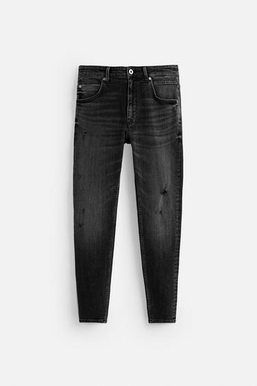 RIPPED SKINNY FIT JEANS - Charcoal by Zara