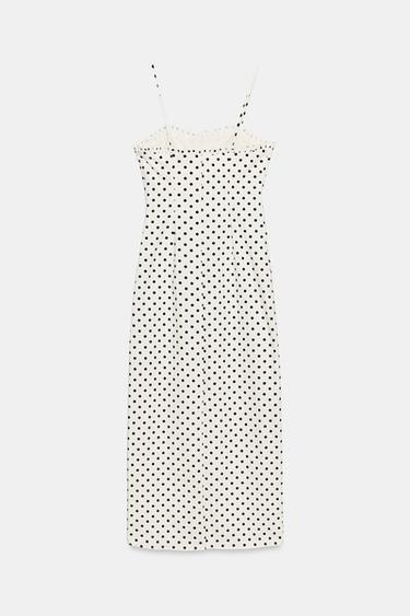 ROBE MI-LONGUE CORSAGE À POIS - Blanc / Noir de Zara - Image 6