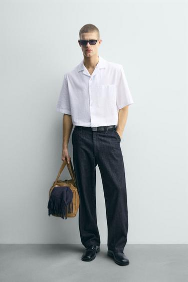 Zara TEXTURED POCKET SHIRT - White