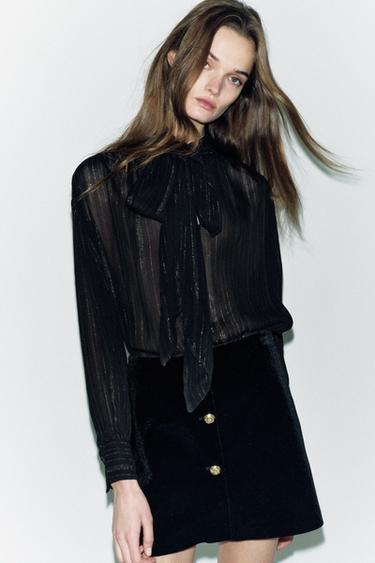 ZW COLLECTION VELVET MINI SKIRT - Black by Zara