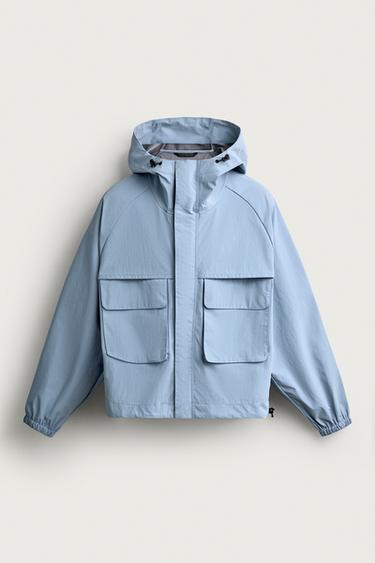 RELAXED FIT WATER-REPELLENT JACKET - Light blue by Zara