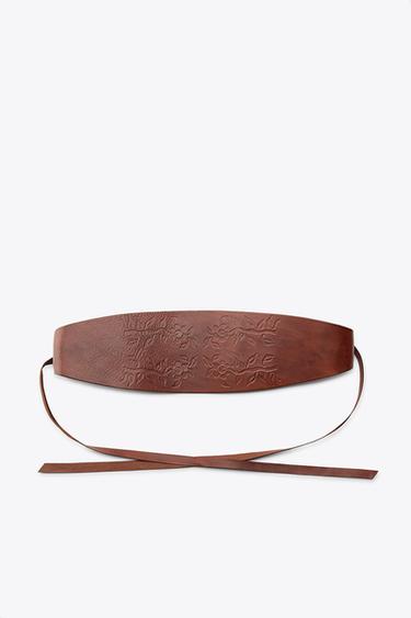 Zara TIED LEATHER SASH BELT - Leather
