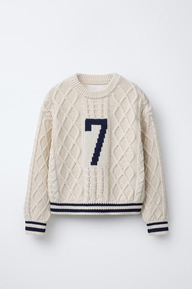 CABLE-KNIT SWEATER - Ecru by Zara - Image 0