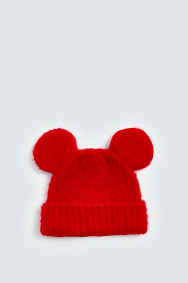 Zara 米奇老鼠耳朵針織毛線帽 HARRY LAMBERT FOR ZARA X DISNEY - 紅色