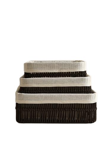 RECTANGULAR BASKET WITH COTTON LINING - Dark brown by Zara