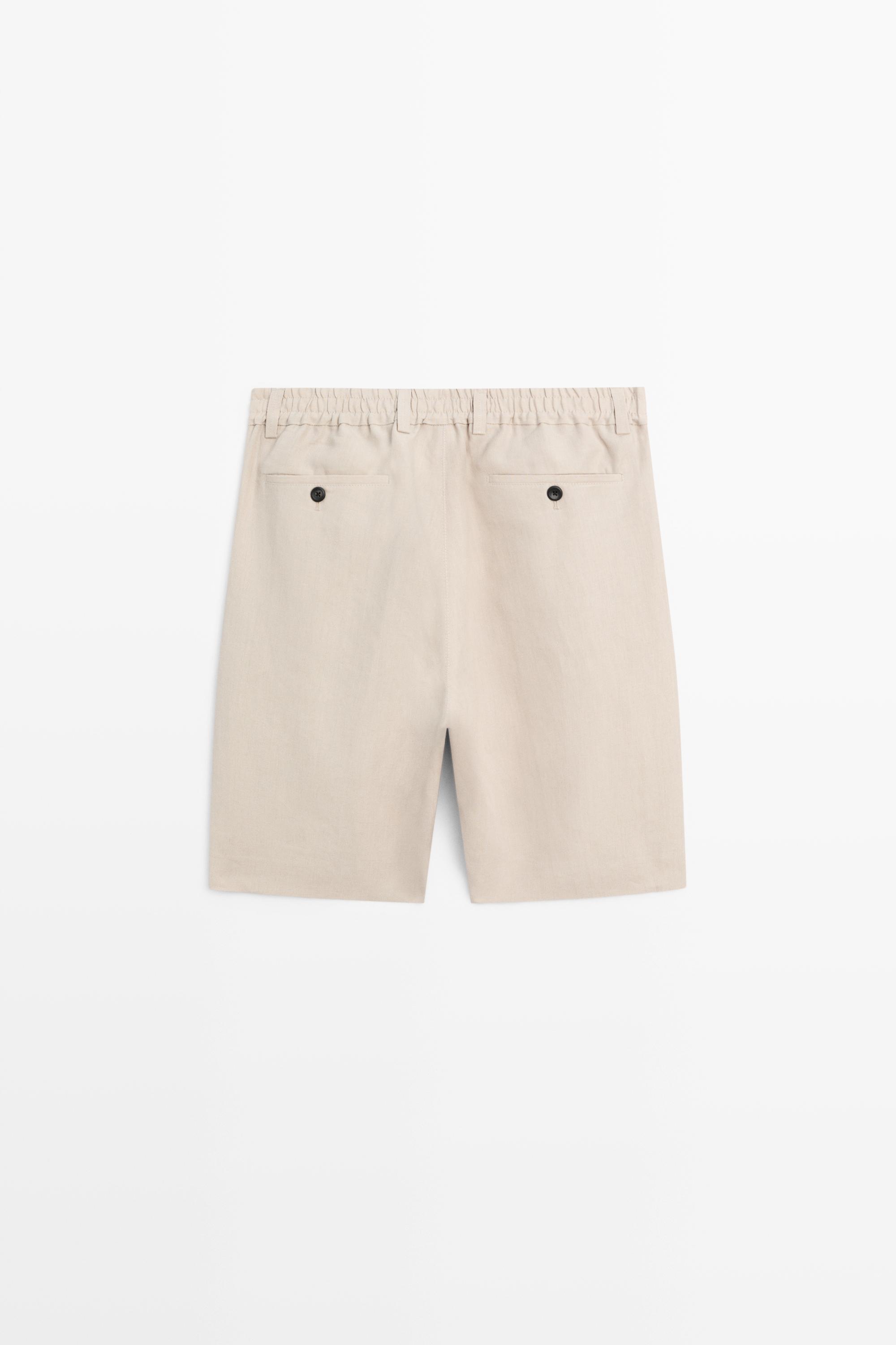 100% linen short Bermuda shorts