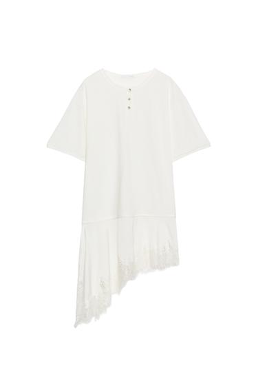COMBINED LACE HENLEY T-SHIRT