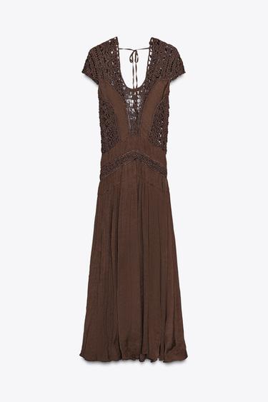 ROBE COMBINÉE CROCHET ZW COLLECTION - Marron chocolat de Zara - Image 6