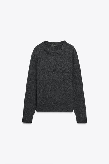 CASHMERE AND WOOL LONG SLEEVE JUMPER - Dark grey by Zara