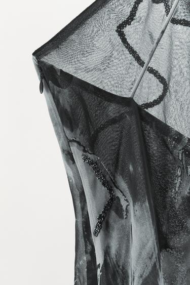 ROBE HALTER TIE & DYE FANTAISIE - Blanc / Noir de Zara - Image 7