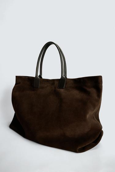 Zara KOŽNA SHOPPER TORBA LIMITED EDITION – Smeđa