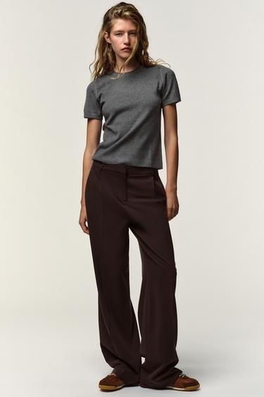 Zara SHORT SLEEVE SOFT FEEL JUMPER - Gray marl - Image 0