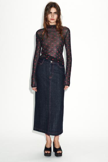 TOP PUNTO FINO CORAZONES - Marino de Zara