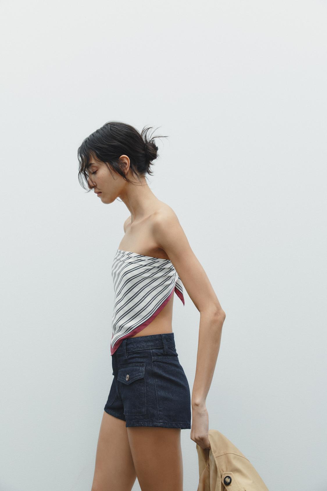 DENIM TRF MINI SHORTS