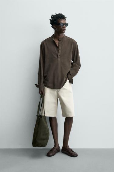 CAMISA EFECTO ARRUGADO - Marrón / Topo de Zara