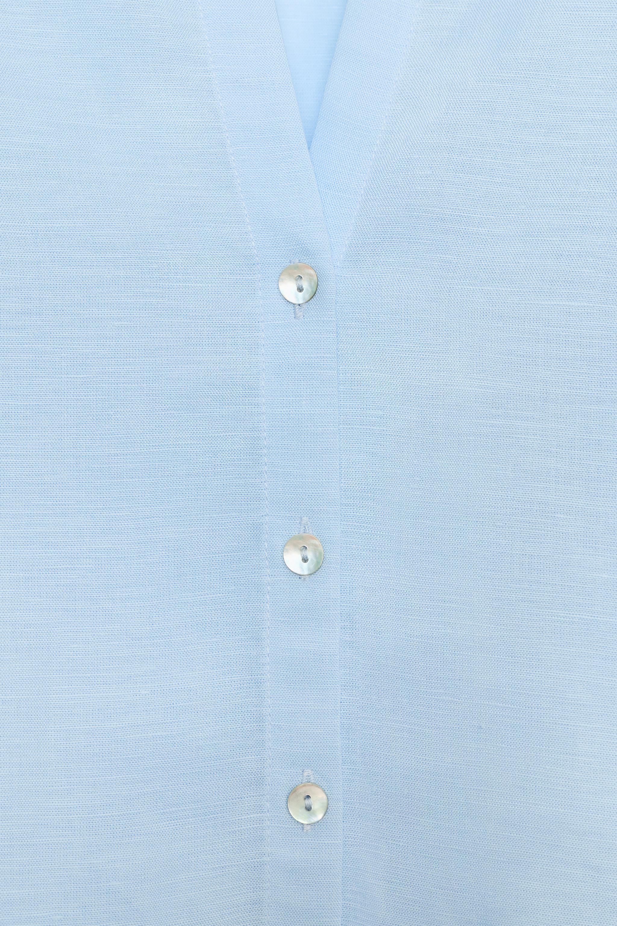 LINEN BLEND BALLOON SLEEVE SHIRT