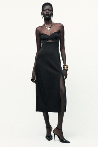MIDI CUT-OUT DRESS - Black by Zara