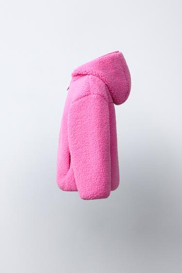 Zara HOODED FLEECE JACKET - Fuchsia