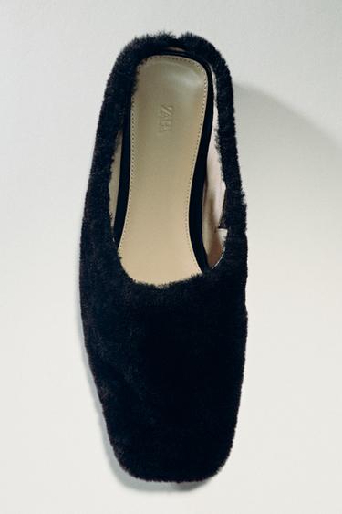 Zara LIMITED EDITION LEATHER FLATS - Black