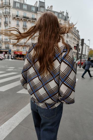 CHECK SHIRT WITH HIGH NECK - Multicoloured by Zara - Image 4