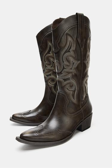 BOTTES COW-BOY - Marron de Zara - Image 2