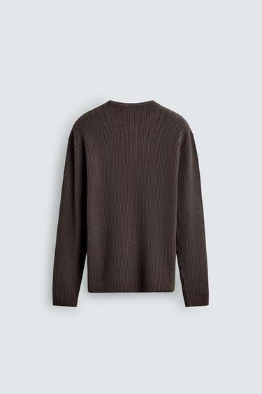 TEXTURED HENLEY JUMPER - Brown by Zara - Image 7