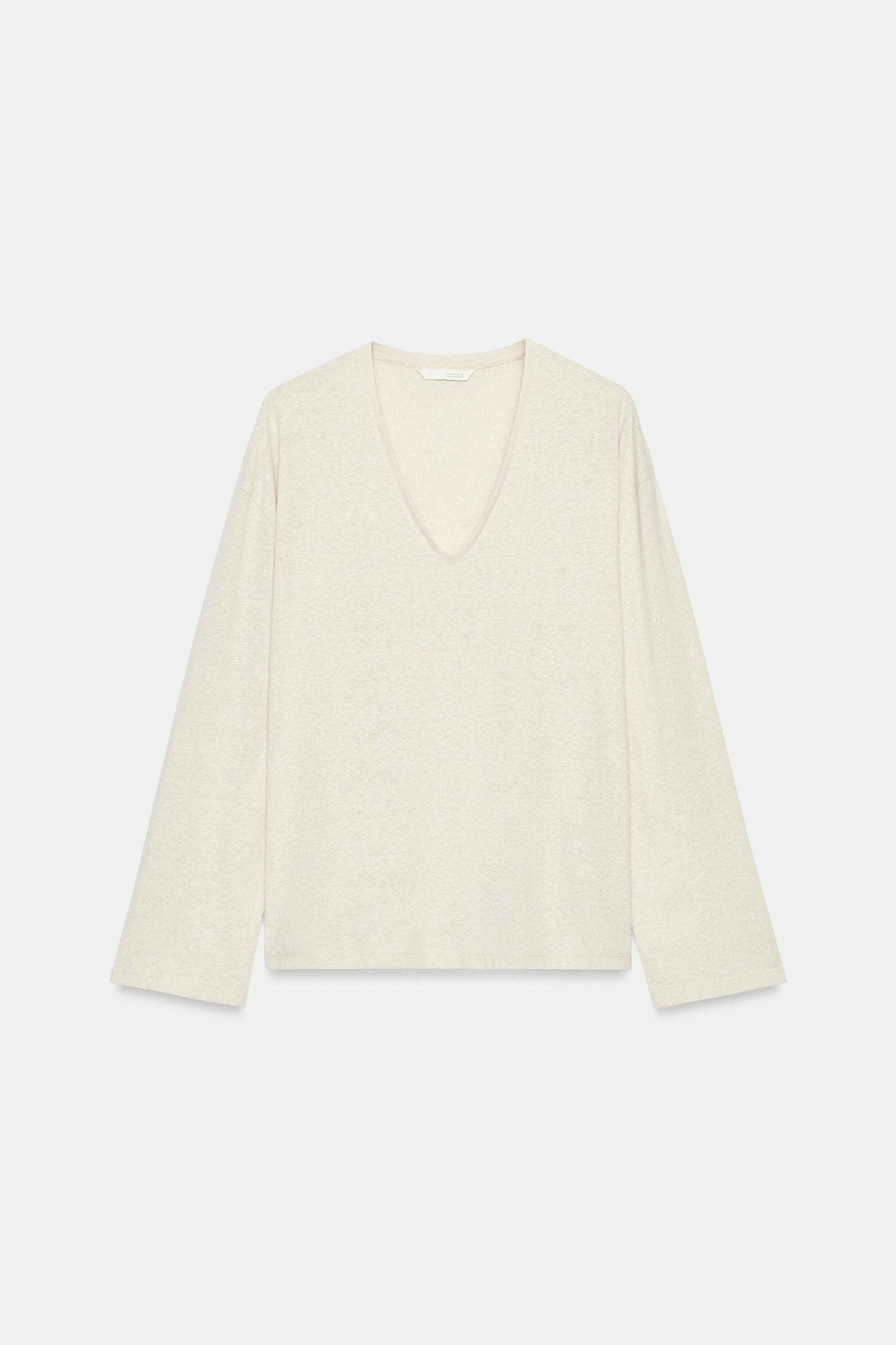 V-NECK T-SHIRT - stone | ZARA United States