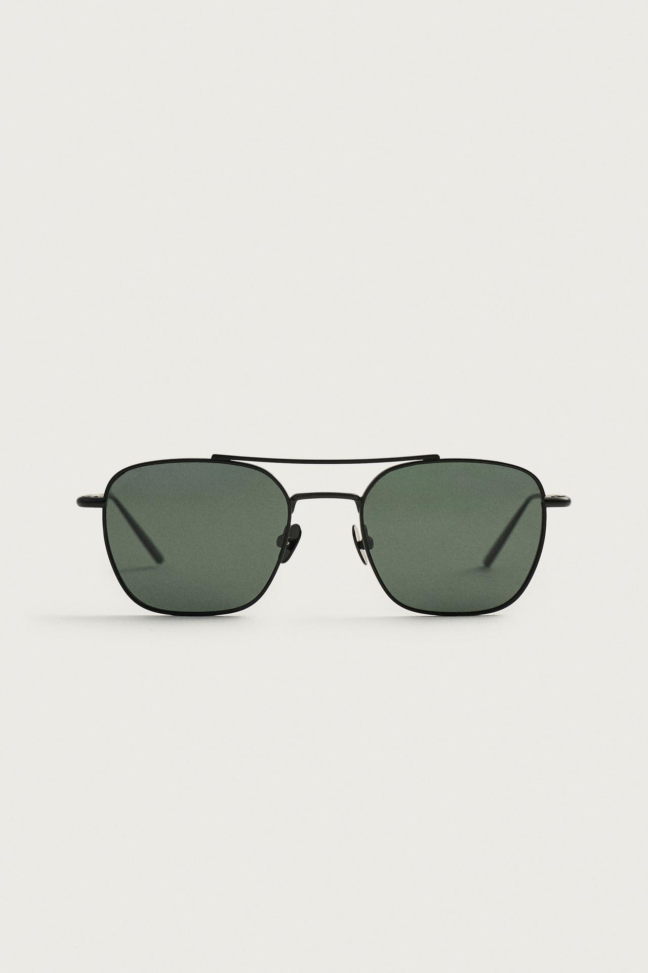 SQUARE METAL-FRAME SUNGLASSES — Matte silver