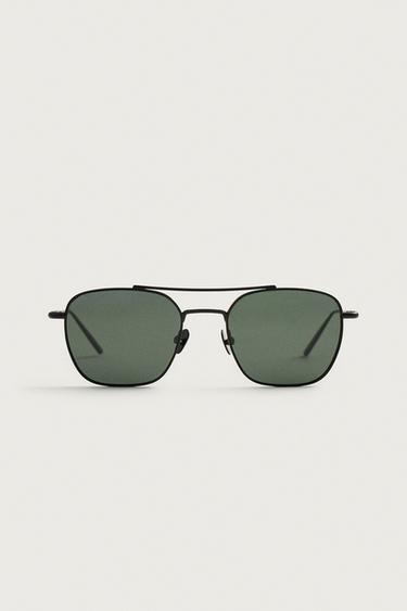 SQUARE METAL-FRAME SUNGLASSES — Matte silver 1