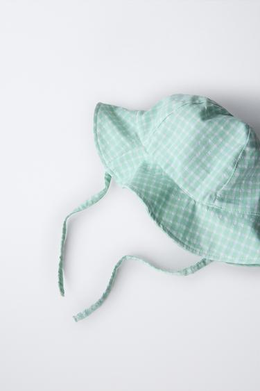 BONNET À CARREAUX VICHY - Vert d'eau de Zara - Image 1