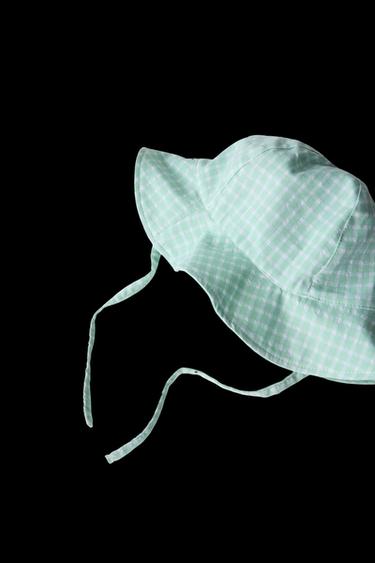 GINGHAM CHECK HAT - Sea green by Zara