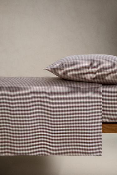 KIDS' DYED THREAD CHECK FITTED SHEET - Multicoloured by Zara - Image 2