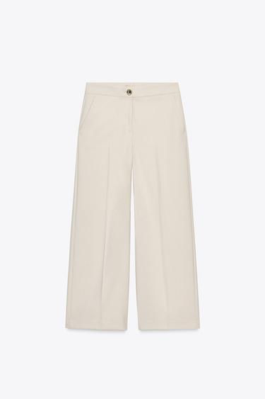 HIGH-WAIST CULOTTE TROUSERS - Sand by Zara