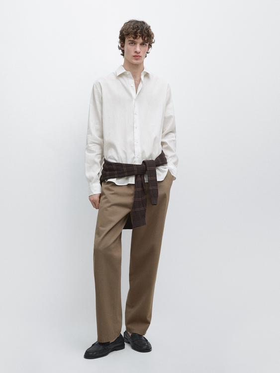 Cotton blend regular fit striped shirt from Zara - $100