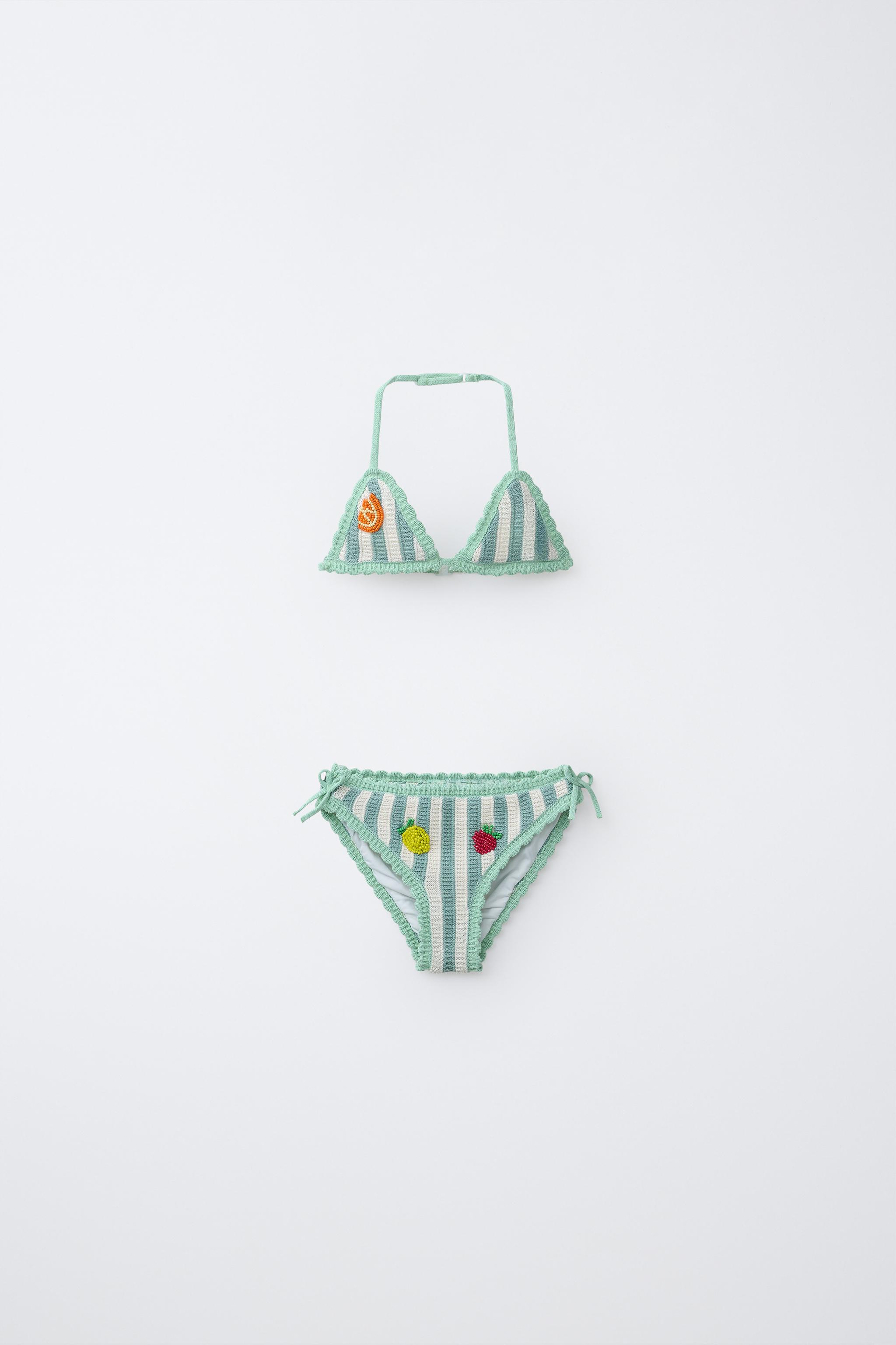 AGES 6-14 / FRUIT & STRIPE CROCHET KNIT BIKINI