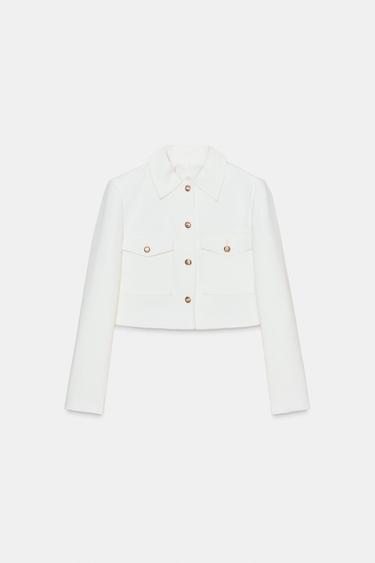 VESTE COURTE À POCHES - Écru de Zara - Image 7