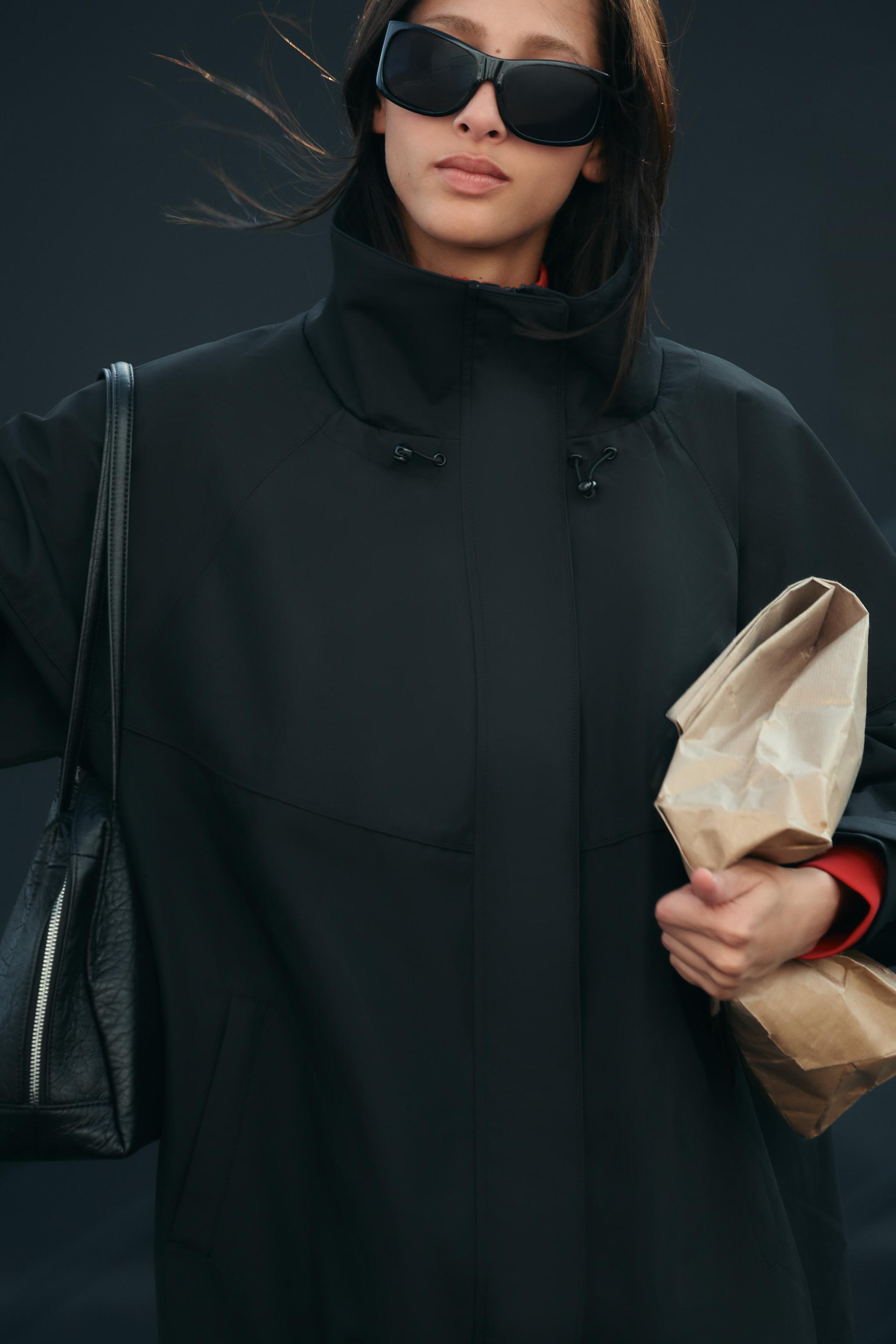 WATER-REPELLENT WINDPROOF TECHNICAL LONG JACKET - Black | ZARA