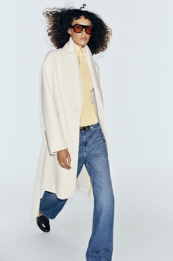SOFT BELTED COAT - Ecru by Zara - Image 2