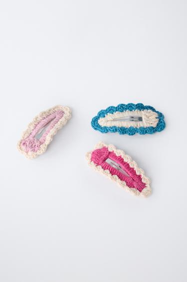 3-PACK CROCHET HAIR CLIPS - Ecru by Zara - Image 2