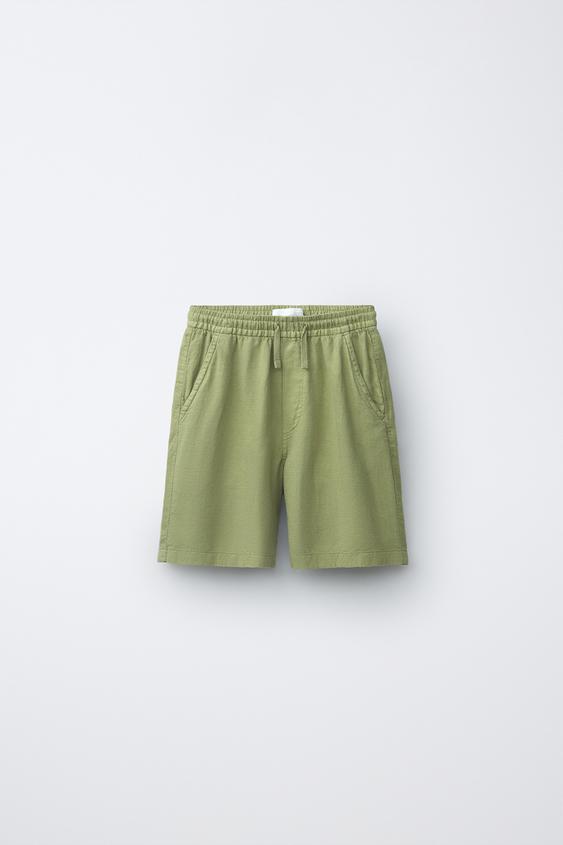 FLUIDE BERMUDASHORTS MED HØR - oliven fra Zara - Billede 0