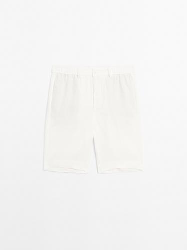 Zara Lightweight 100% linen Bermuda shorts - Oyster-white