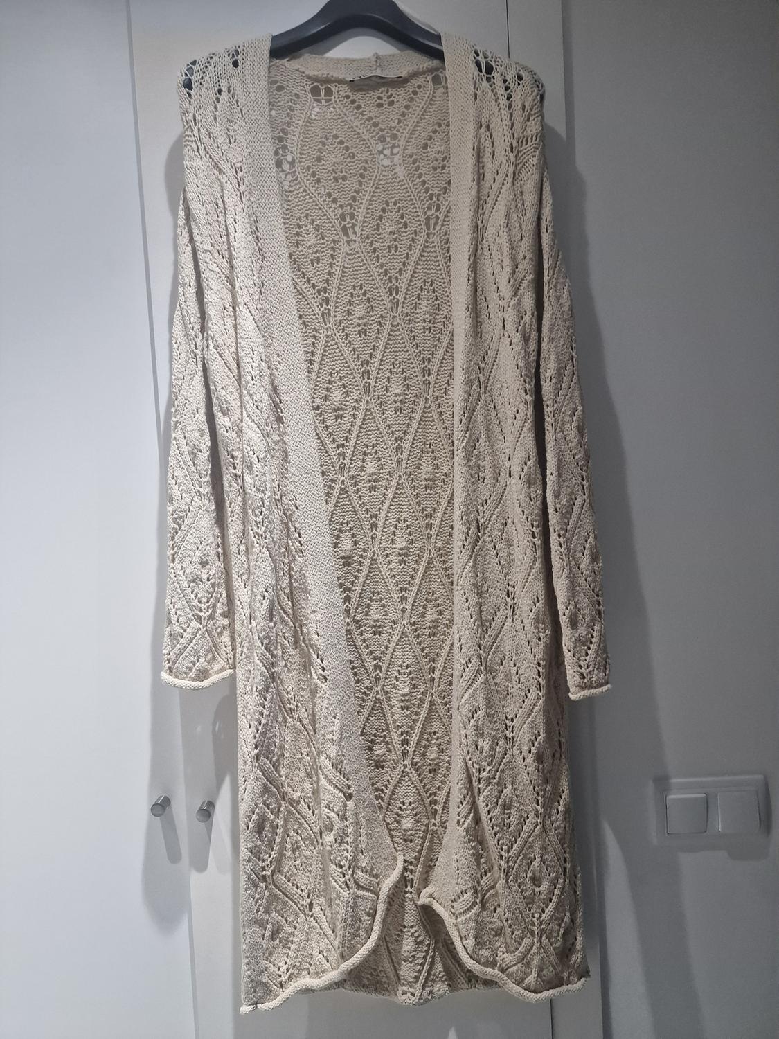 LONG POINTELLE KNIT CARDIGAN