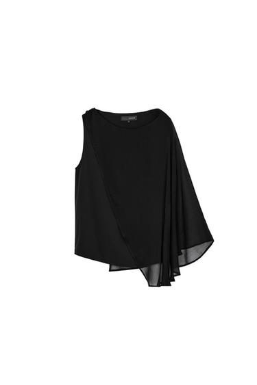 BLUSA COMBINADA CAPA - Negro de Zara