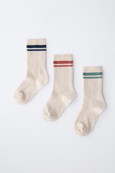 3-PACK OF STRIPED LONG SOCKS - Beige marl by Zara - Image 3