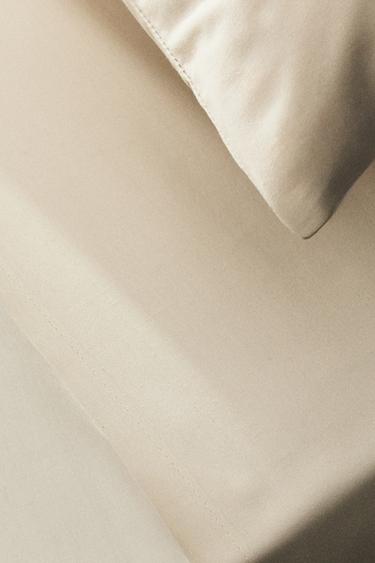 PERCALE COTTON FLAT SHEET (200 THREAD COUNT) - Beige by Zara - Image 5