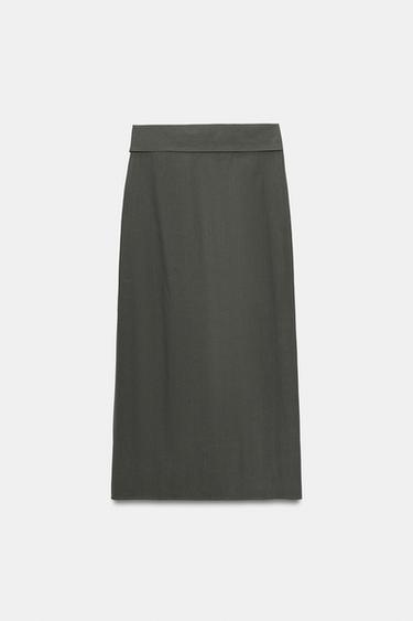 JUPE MI-LONGUE CROISÉE - bleu pétrole délavé de Zara - Image 7