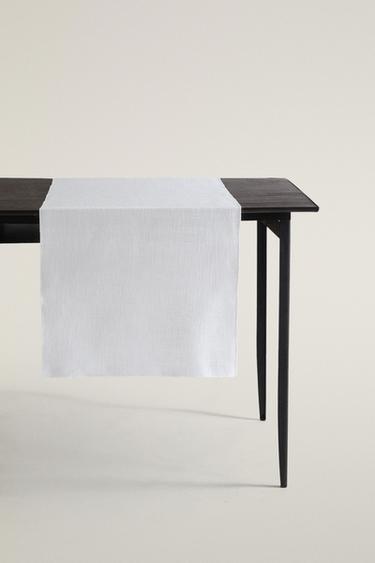 TEXTURED LINEN TABLE RUNNER - White by Zara