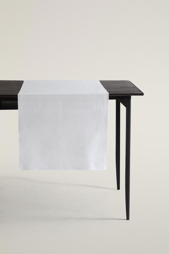 TEXTURED LINEN TABLE RUNNER - White by Zara - Image 0